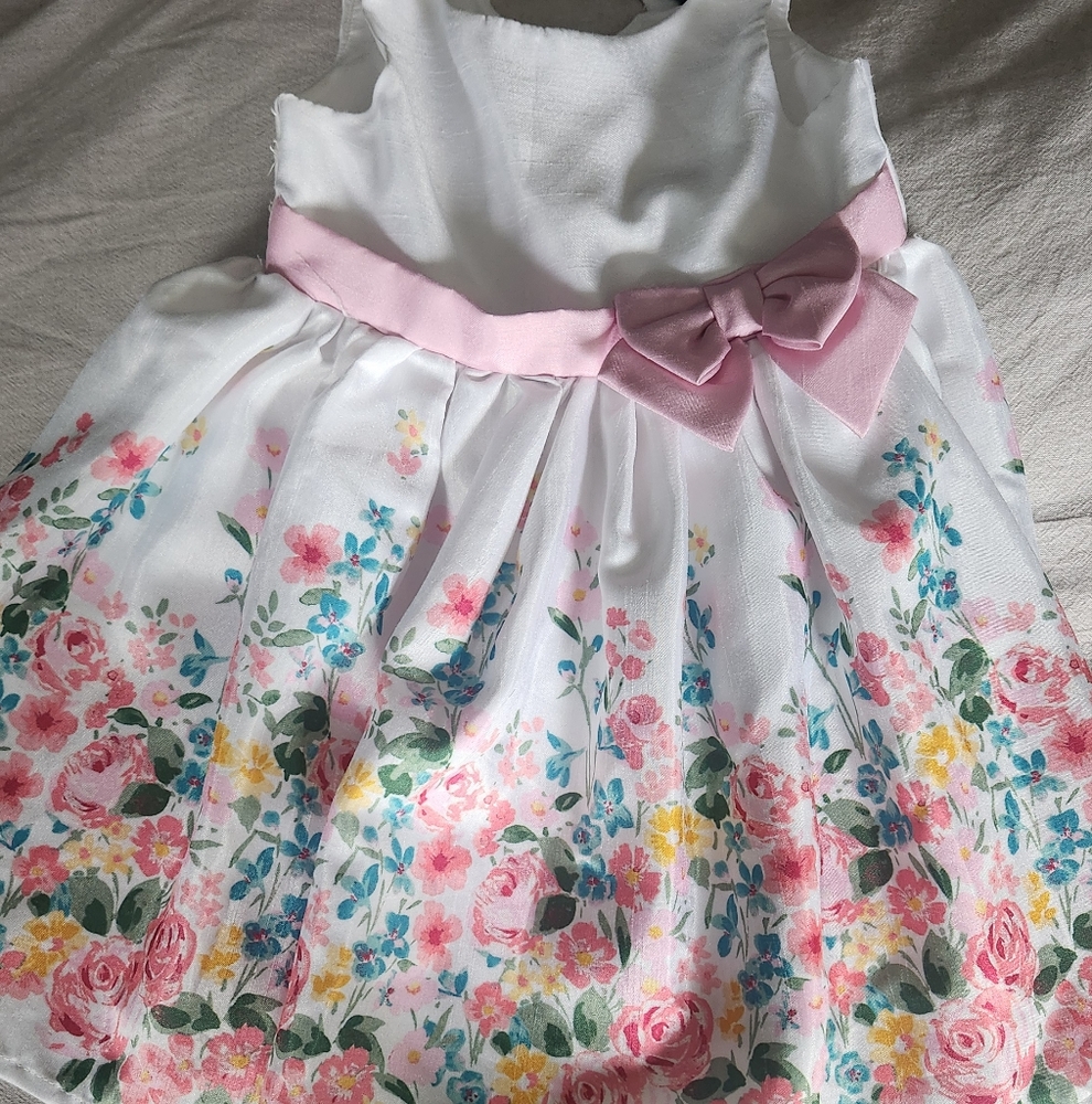 Floral Dress with Pink Bow
